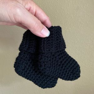 Newborn Baby Black Booties